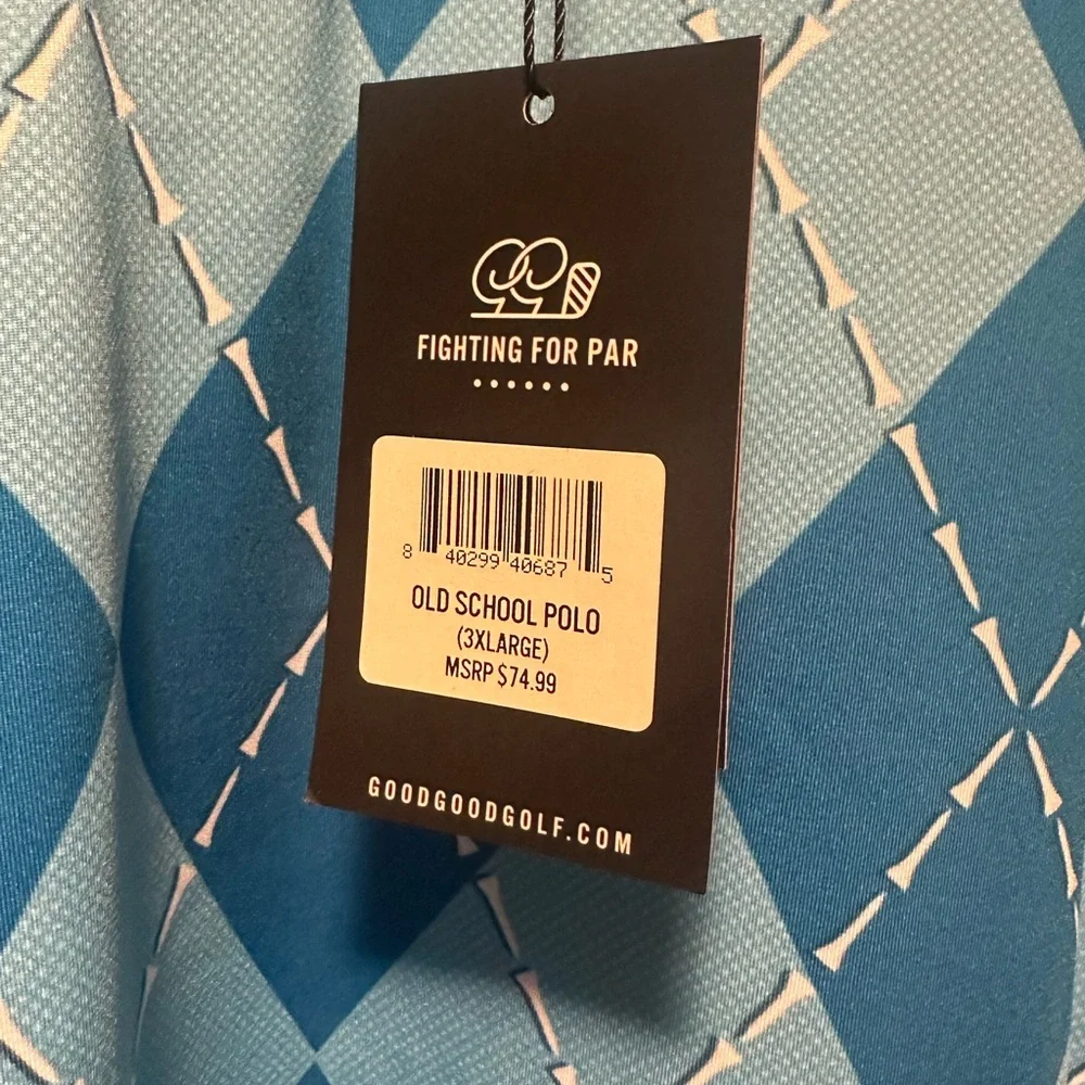NWT Men's Blue Argyle Good Good Polo Golf Shirt - Picture 2 of 3